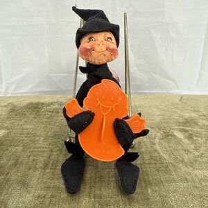 VTG Annalee Dolls. 5" Black Elf  W/Orange Ghost Cookie Cutter.  1994‎
